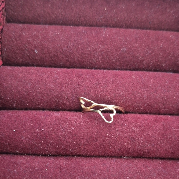 Chic Gold Double Heart 10K Ring - Picture 14 of 16